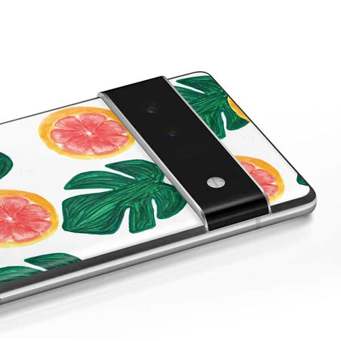 Bouffants and Broken Hearts Tropical Leaves and Citrus Google Pixel 6 Skin